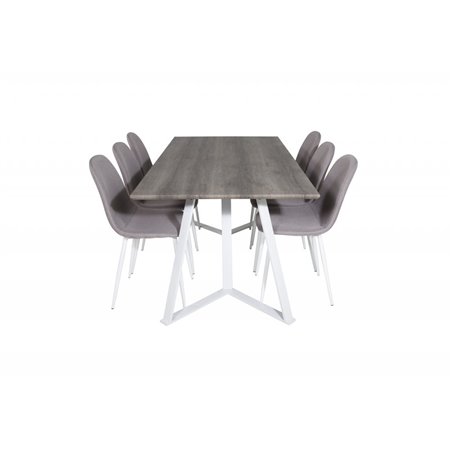 Marina Dining Table - Grey "oak" / White Legs , Polar Dining Chair - Grey / White_6