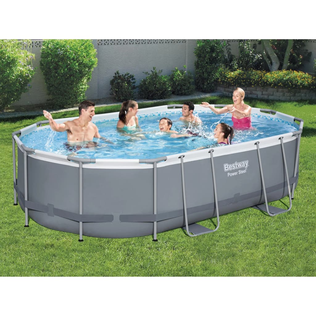 Bestway Pool Power Steel med tillbehör oval 488x305x107 cm