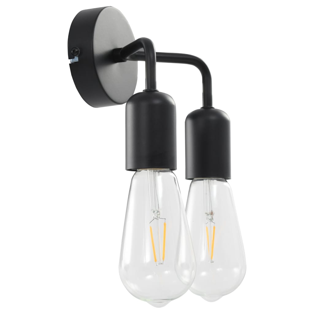 vidaXL Vägglampa med glödlampor 2 W svart E27