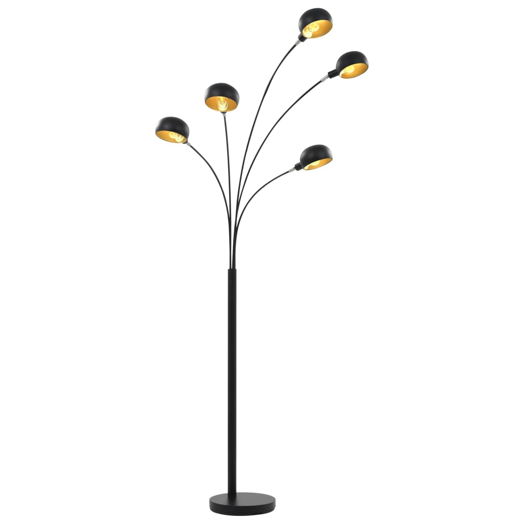 vidaXL Golvlampa 200 cm 5 x E14 svart och guld