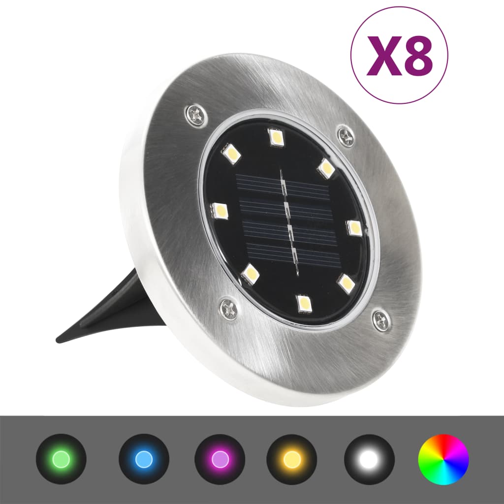 vidaXL Marklampor soldrivna 8 st LED RGB-färg