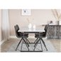 Estelle Dining Table 140*90 - White / Black, Polar Dining Chair with Spin function - black Legs - Black PU - Black Stitches_4