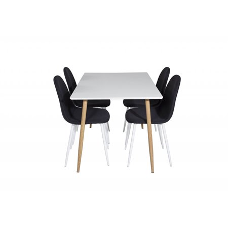 Polar Dining Table - 120*75*H75 - White / Oak, Polar Dining Chair - White Legs - Black Fabric_4