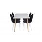 Polar Dining Table - 120*75*H75 - White / Oak, Polar Dining Chair - White Legs - Black Fabric_4