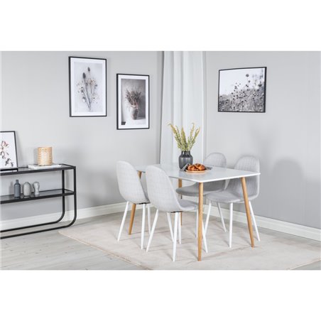 Polar Dining Table - 120*75*H75 - White / Oak, Polar Dining Chair - White Legs - Light Grey Fabric_4