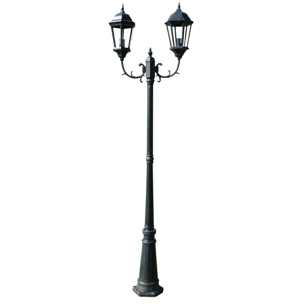 vidaXL Trädgårdslampa 2 armar 230 cm mörkgrön/svart aluminium