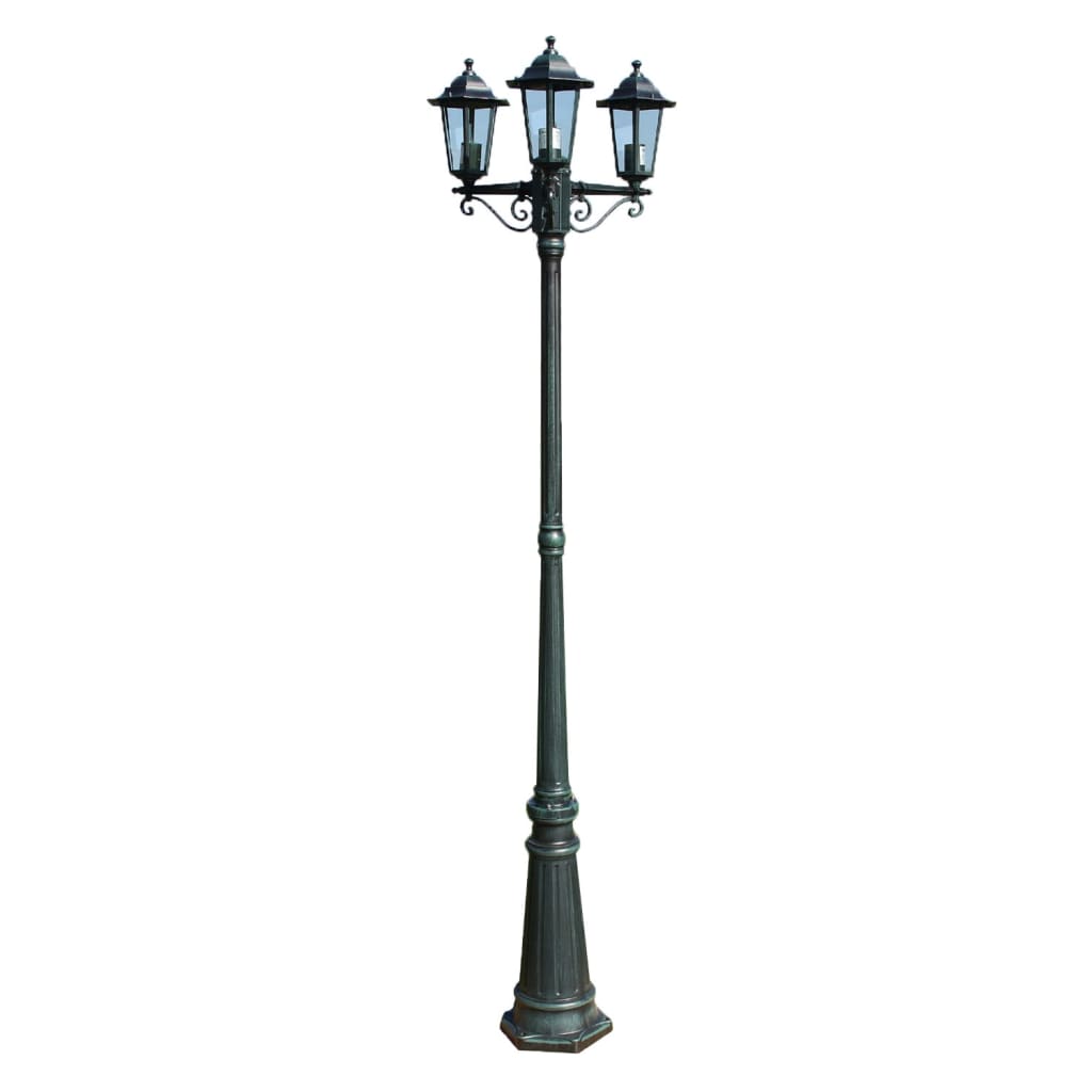 vidaXL Trädgårdslampa 3 armar 215 cm mörkgrön/svart aluminium