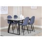 Estelle Dining Table 140*90 - White / Black, Polar Dining Chair - Black Legs - Blue Fabric_4