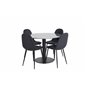 Estelle Round Dining Table ø106 H75 - Black / Black, Polar Dining Chair - Black Legs - Black Fabric_4