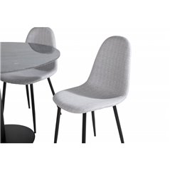 Estelle Round Dining Table ø106 H75 - Black / Black, Polar Dining Chair - Black Legs - Light Grey Fabric_4