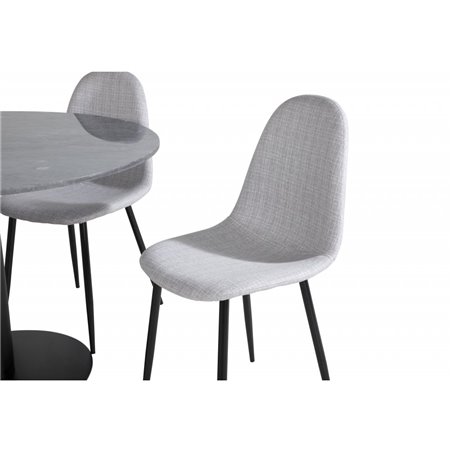 Estelle Round Dining Table ø106 H75 - Black / Black, Polar Dining Chair - Black Legs - Light Grey Fabric_4