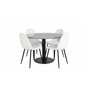 Estelle Round Dining Table ø106 H75 - Black / Black, Polar Fluff Dining Chair - Black Legs - White Teddy _4