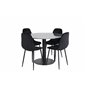 Estelle Round Dining Table ø106 H75 - Black / Black, Polar Diamond Dining Chair - Black Legs - Black Velvet_4