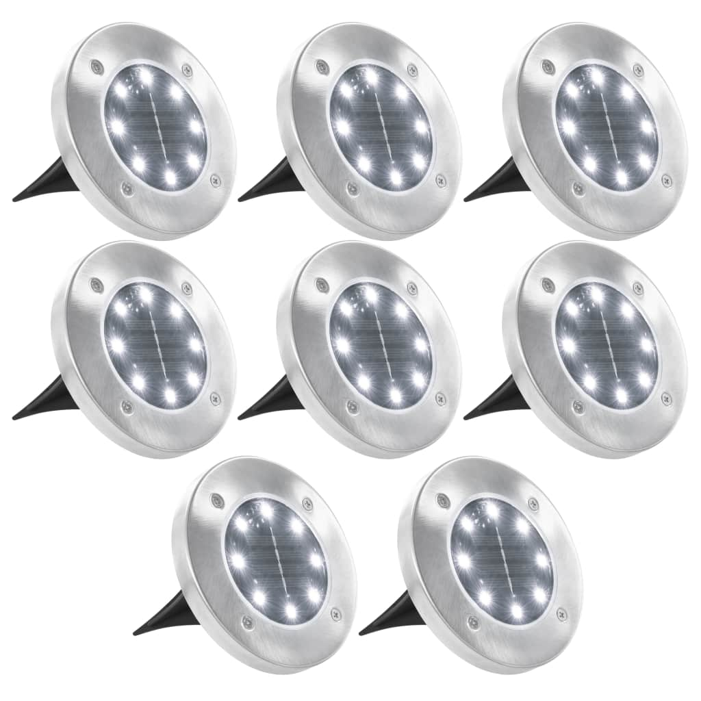 vidaXL Marklampor soldrivna 8 st LED vit