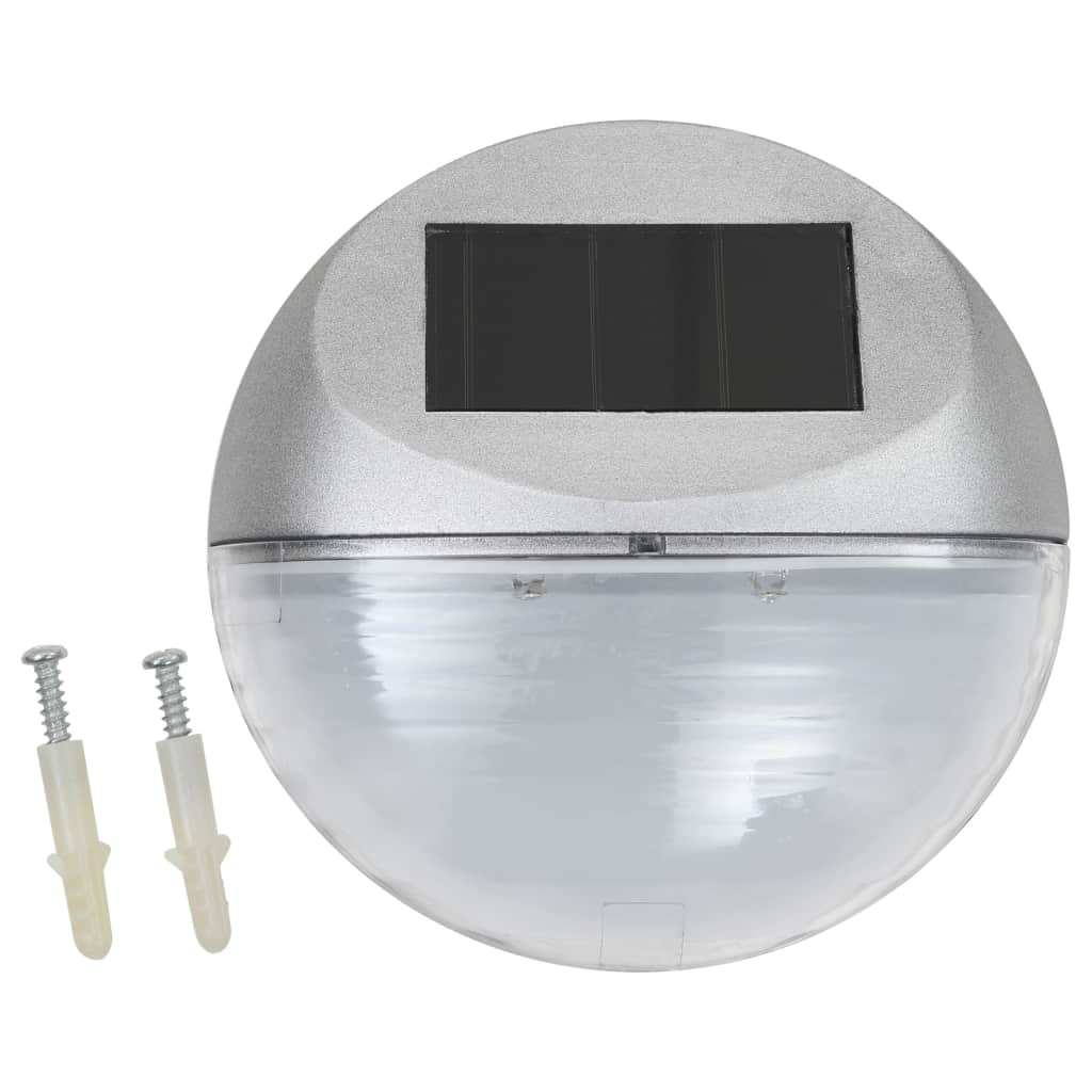 vidaXL Sollampa vägg LED set 12 st rund silver