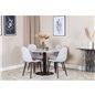 Estelle Round Dining Table ø106 H75 - White / Black, Polar Dining Chair - Black Legs - Light Grey Fabric_4