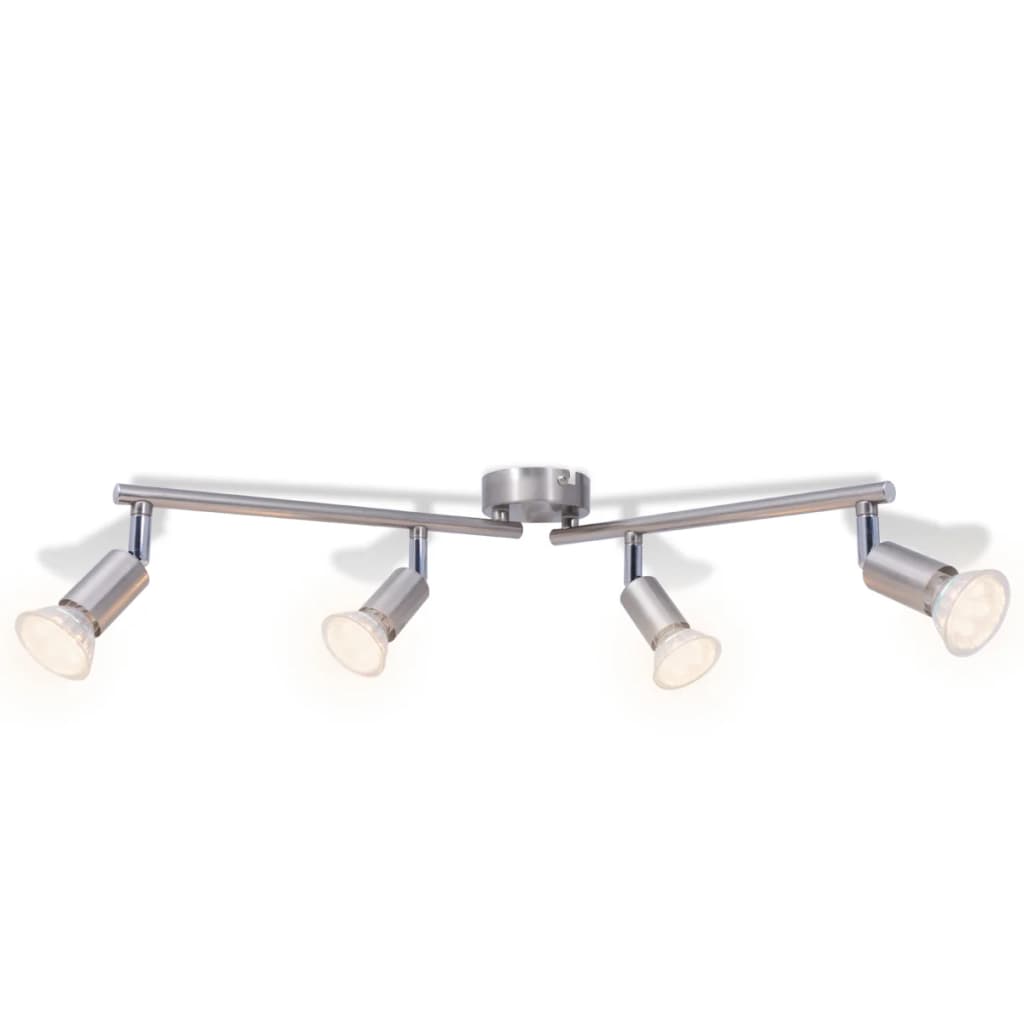 Taklampa med 4 LED Strålkastare Satin Nickel