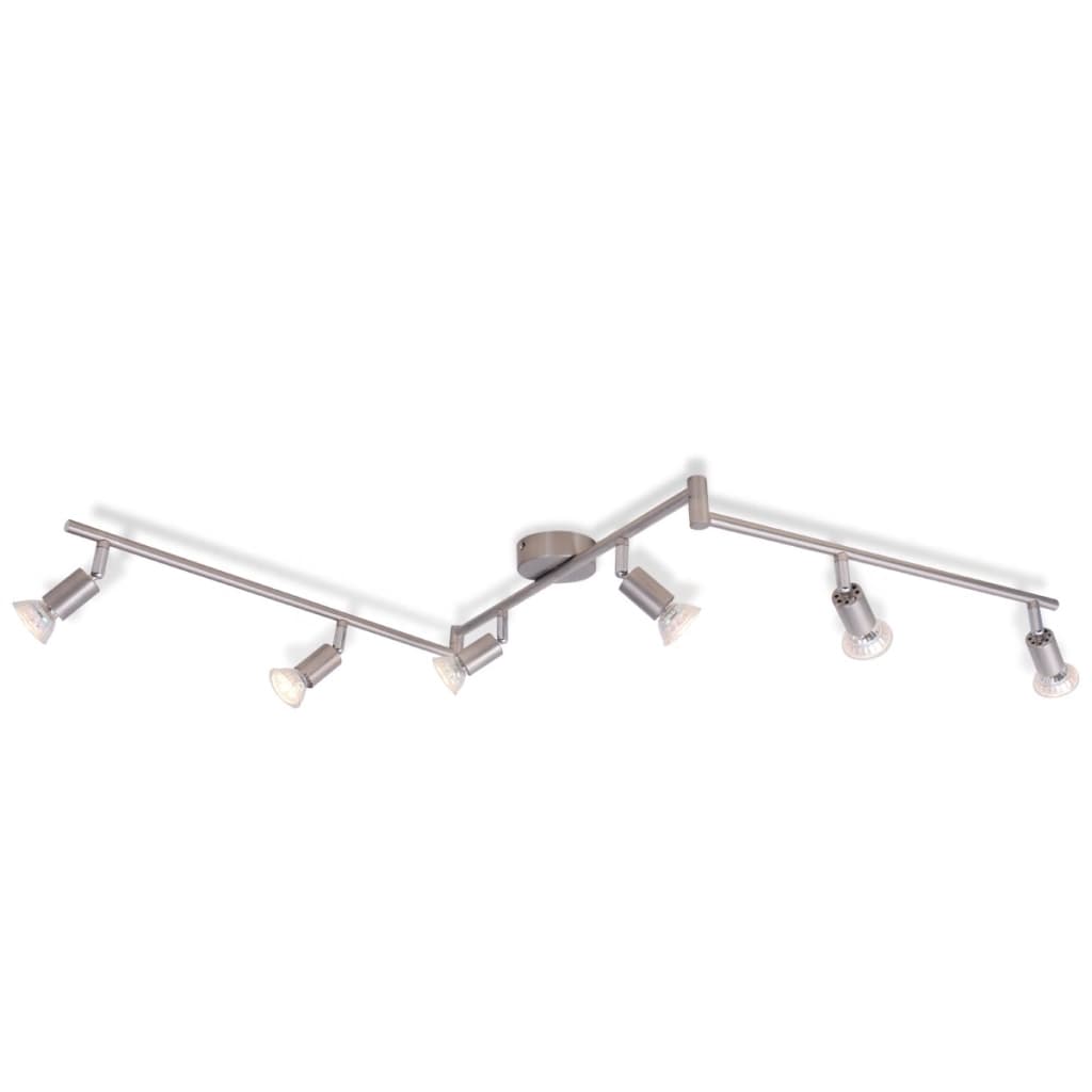 vidaXL Taklampa med 6 LED Strålkastare Satin Nickel