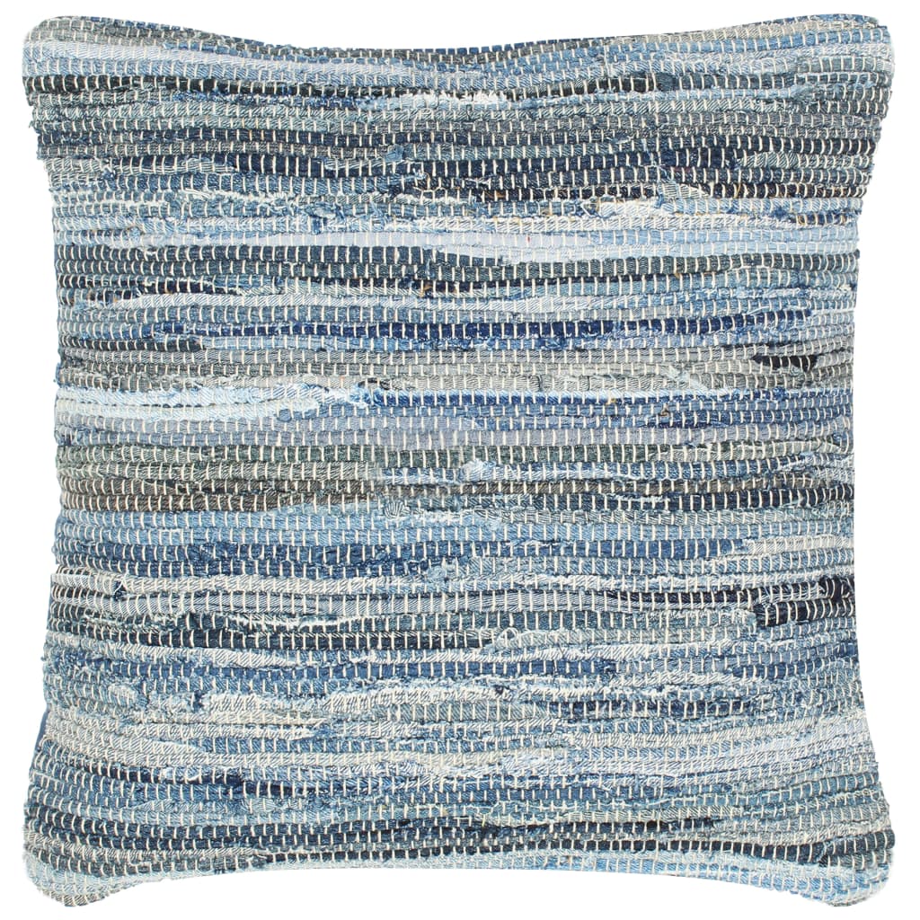 vidaXL Kuddar 2 st denim chindi blå 45x45 cm bomull