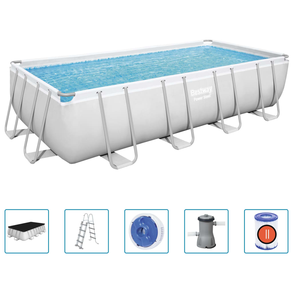 Bestway Pool Power Steel rektangulär 488x244x122 cm