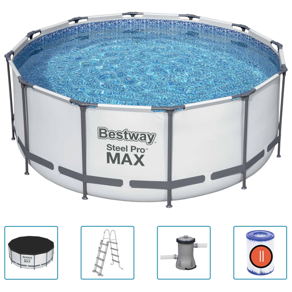 Bestway Pool Steel Pro MAX rund med tillbehör 366x122 cm