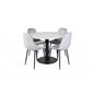 Estelle Round Dining Table ø106 H75 - White / Black, Polar Diamond Dining Chair - Black Legs - Grey Velvet_4