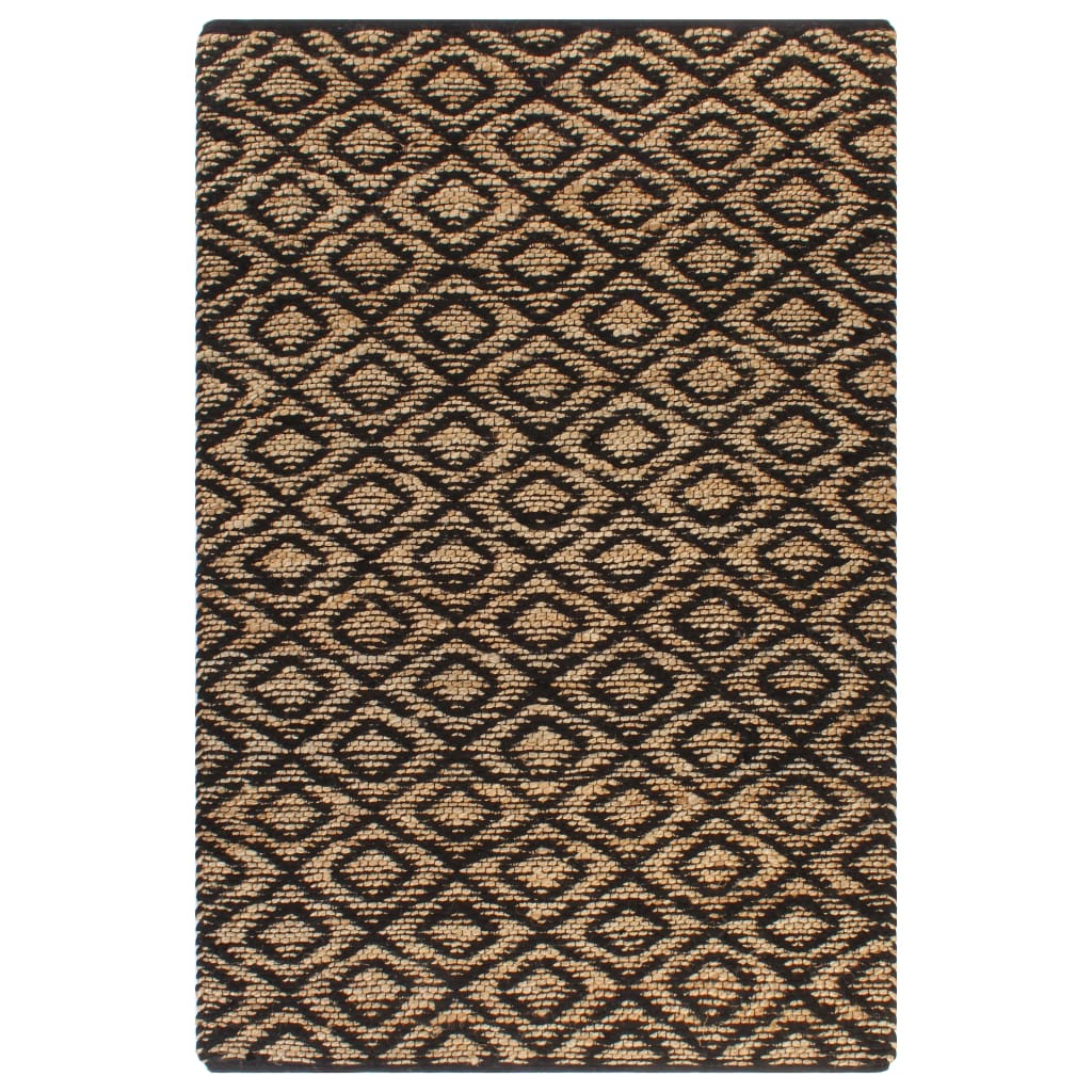 vidaXL Matta handvävd jute 120x180 cm beige och svart