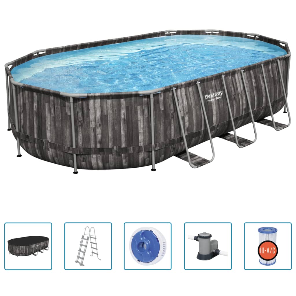 Bestway Poolset Power Steel oval 488x305x107 cm