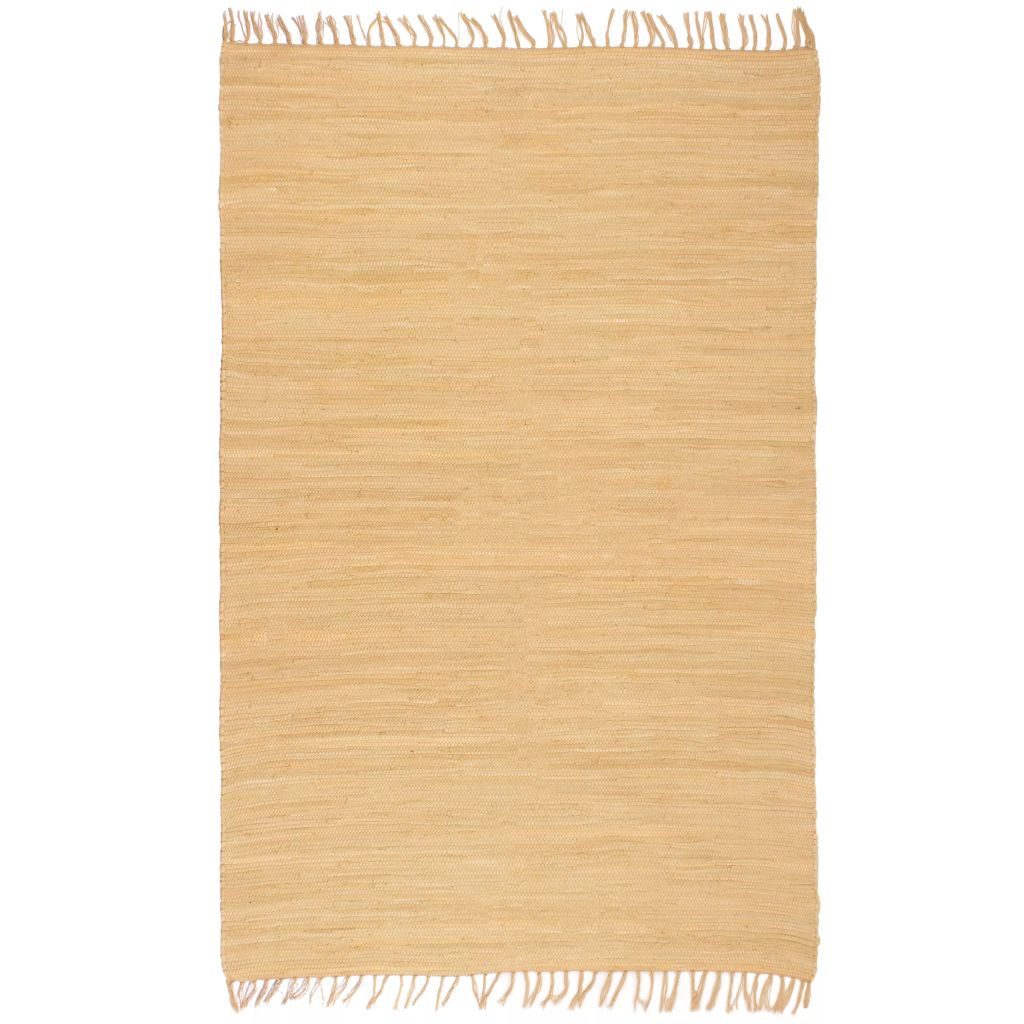 vidaXL Handvävd matta Chindi bomull 80x160 cm beige