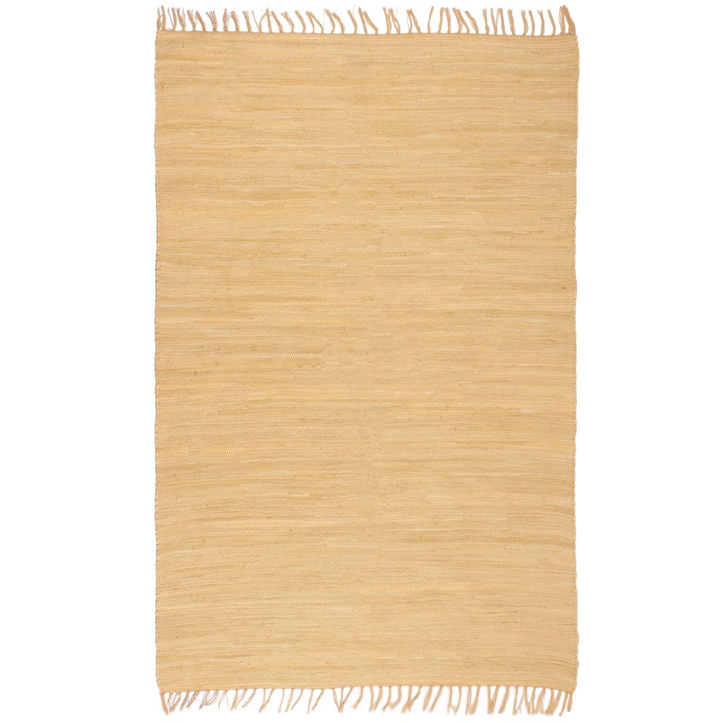 vidaXL Handvävd matta Chindi bomull 120x170 cm beige