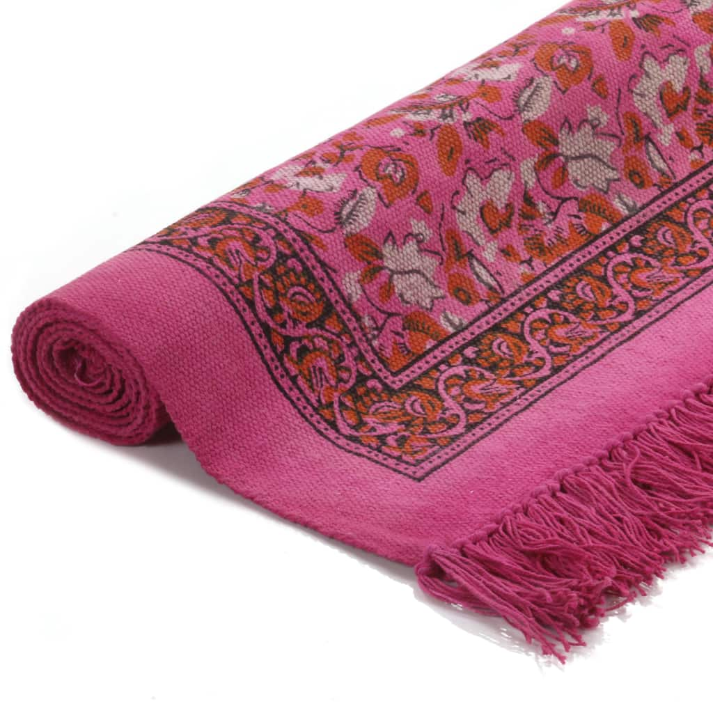 vidaXL Kelimmatta bomull 120x180 cm med mönster fuchsia