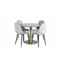 Estelle Round Dining Table ø106 H75 - Black / Brass, Polar Diamond Dining Chair - Black Legs - Grey Velvet_4