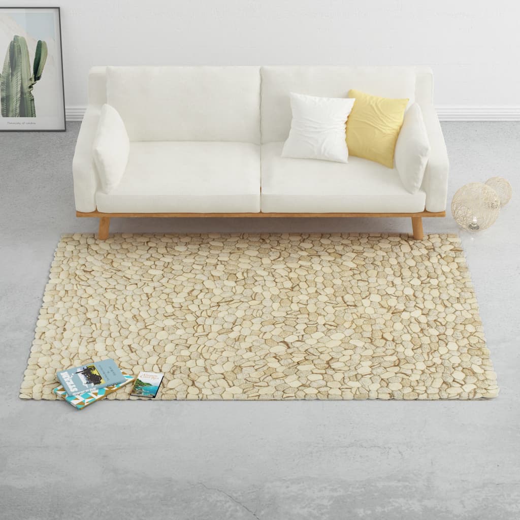 vidaXL Filtbollsmatta ull 80x150 cm beige/grå/brun/choklad