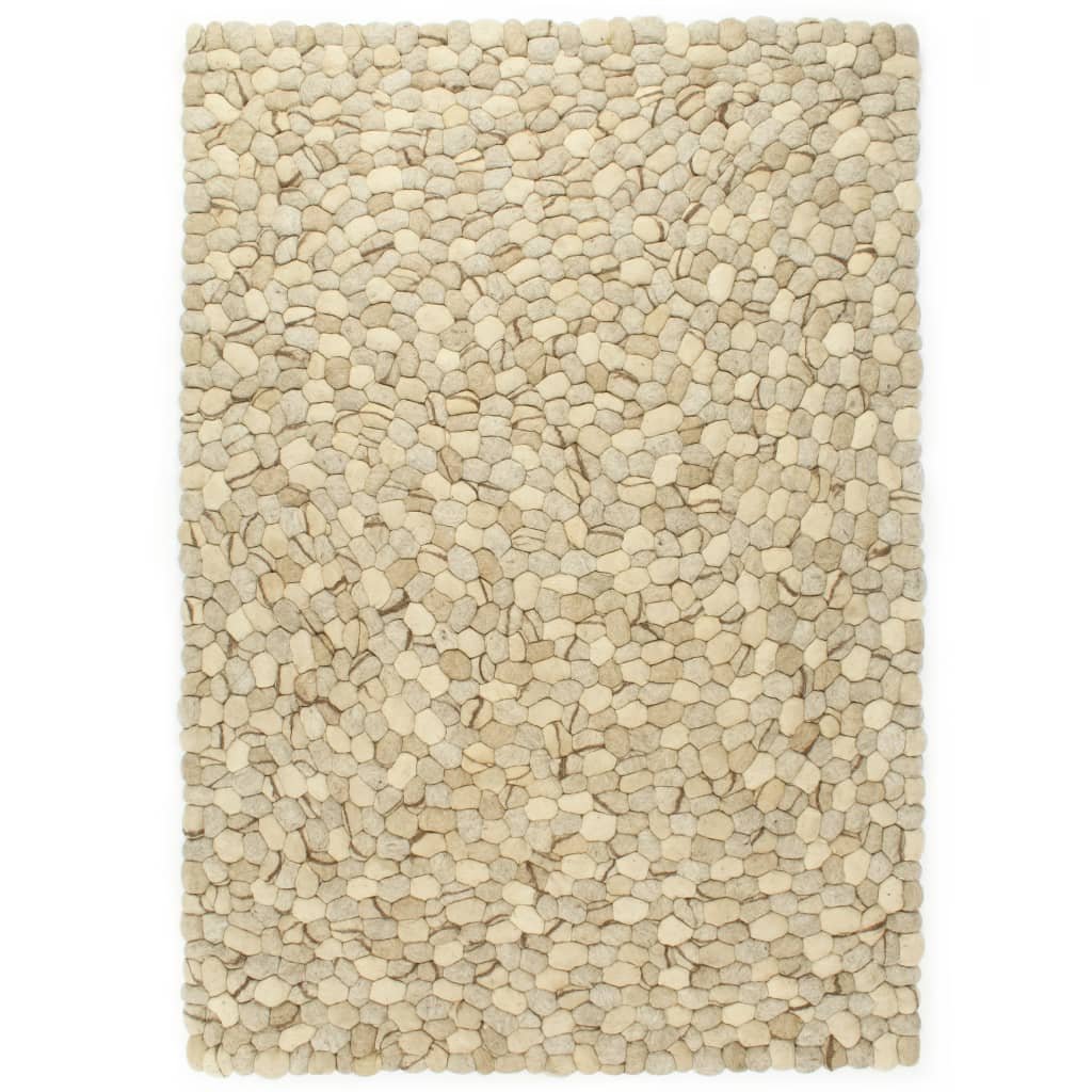 vidaXL Filtbollsmatta ull 80x150 cm beige/grå/brun/choklad