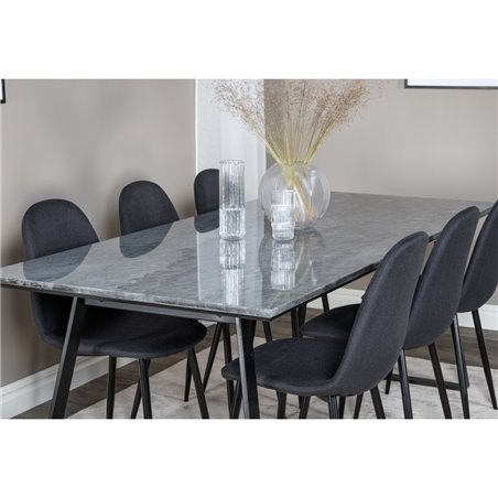 Estelle Dining Table 200*90*H76 - Black / Black, Polar Dining Chair - Black Legs - Black Fabric_6