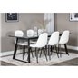 Estelle Dining Table 200*90*H76 - Black / Black, Polar Fluff Dining Chair - Black Legs  - White Teddy _6