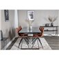 Estelle Dining Table 200*90*H76 - Black / Black, Polar Dining Chair with Spin function - black Legs - Brown PU - White Stitches_