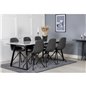 Estelle Dining Table 200*90*H76 - White / Black, Polar Dining Chair with Spin function - black Legs - Black PU - Black Stitches_