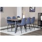 Marina Dining Table - 180*90*H75 - Grey / Black, Polar Dining Chair - Black Legs - Blue Fabric_6