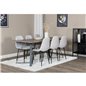 Marina Dining Table - 180*90*H75 - Grey / Black, Polar Diamond Dining Chair - Black Legs - Grey Fabric_6