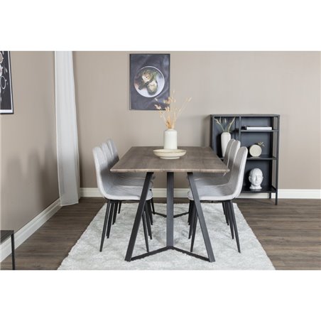 Marina Dining Table - 180*90*H75 - Grey / Black, Polar Diamond Dining Chair - Black Legs - Grey Fabric_6