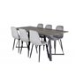 Marina Dining Table - 180*90*H75 - Grey / Black, Polar Diamond Dining Chair - Black Legs - Grey Velvet_6