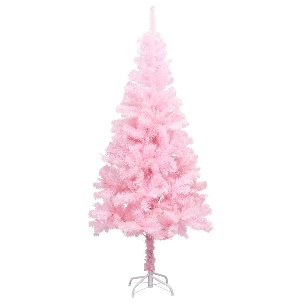  Plastgran med LED och julgranskulor rosa 180 cm PVC