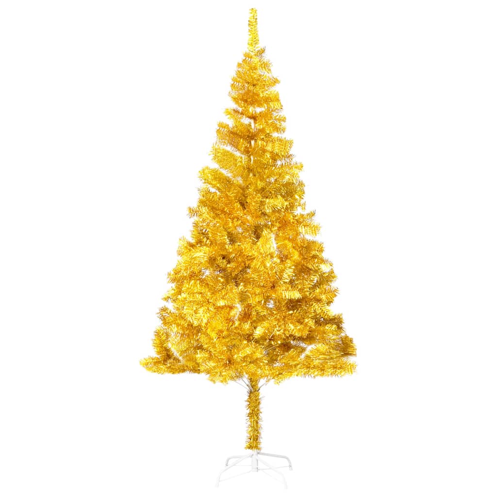  Plastgran med LED och julgranskulor guld 240 cm PET