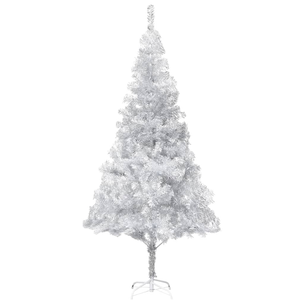  Plastgran med LED och julgranskulor silver 240 cm PET