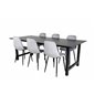 Count Dining Table - 220*100*H75 - Black / Black, Polar Diamond Dining Chair - Black Legs - Grey Velvet_6