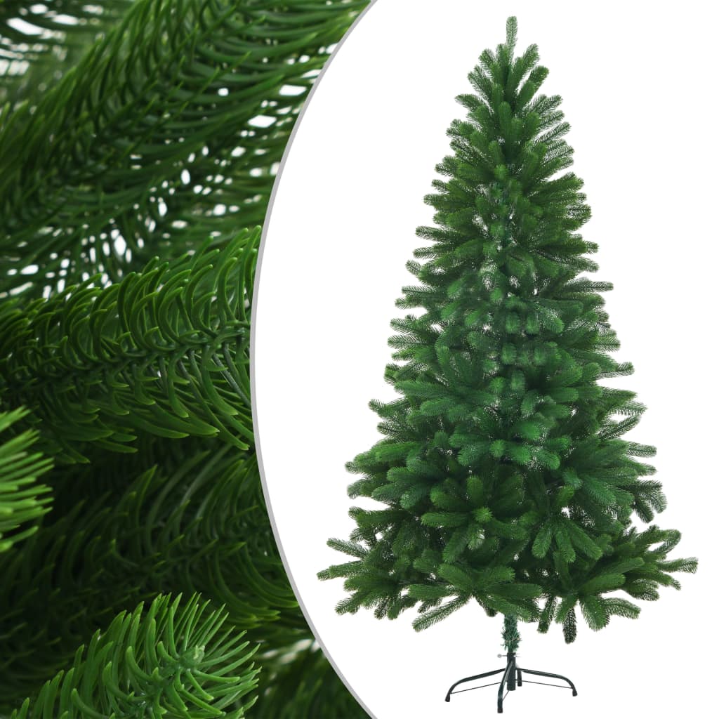  Plastgran med LED och julgranskulor 150 cm grön