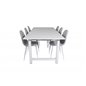 Count Dining Table - 220*100*H75 - White / White, Polar Dining Chair - White Legs - Light Grey Fabric_6