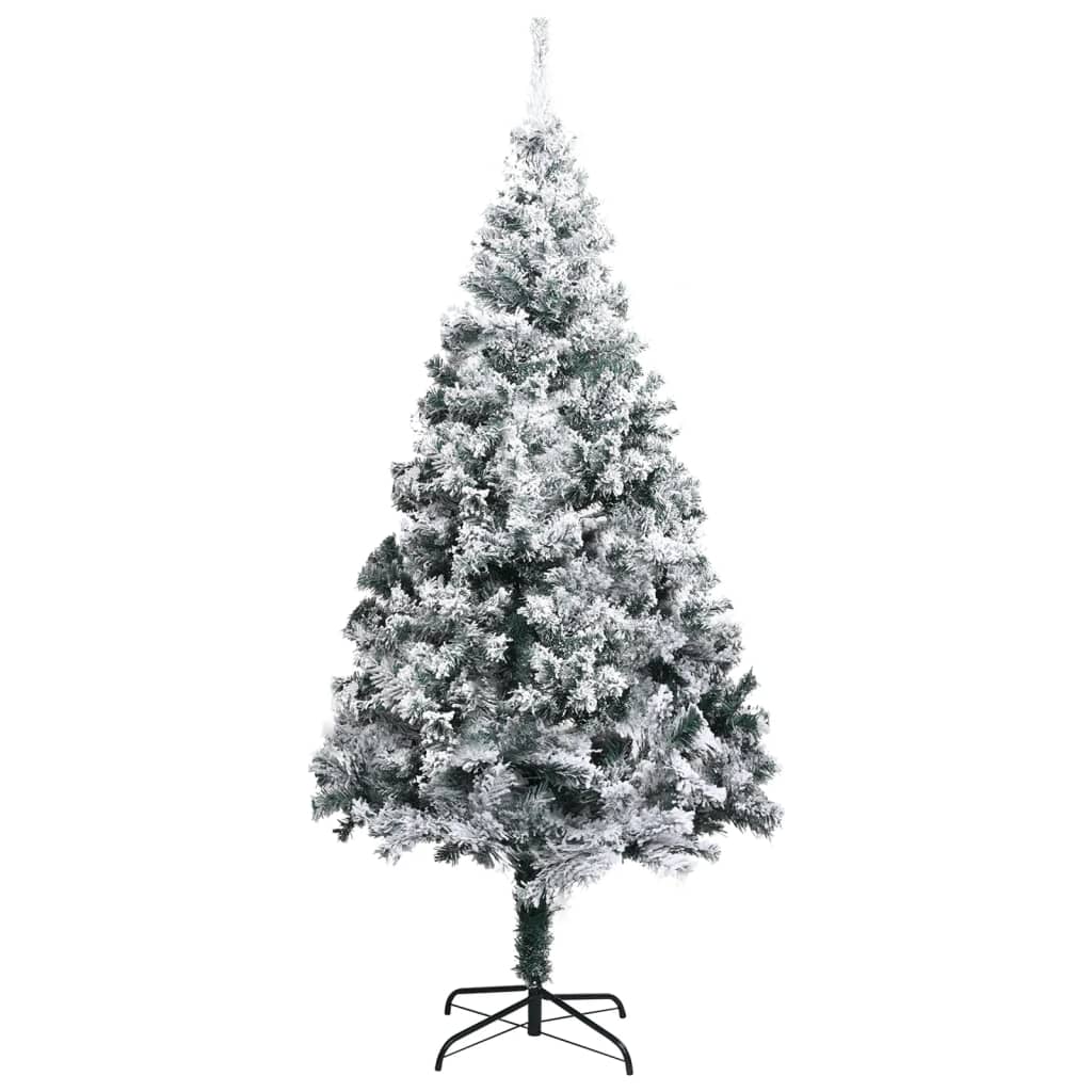  Plastgran med LED och julgranskulor grön 240 cm PVC