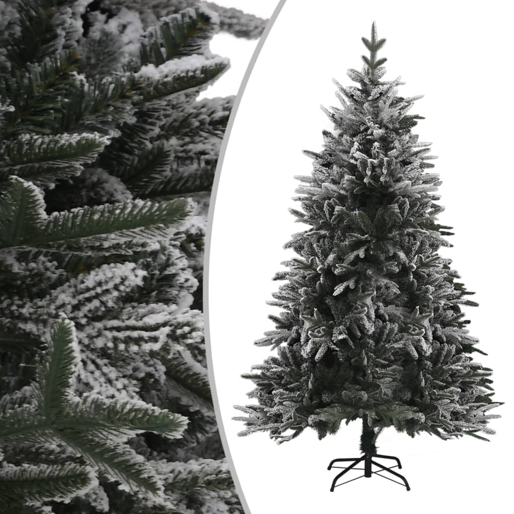  Plastgran med LED och julgranskulor och snö 150 cm PVC&PE